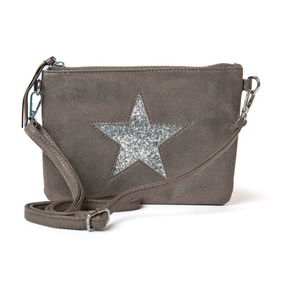 The grey Star Makeup Bag with a matching detachable strap