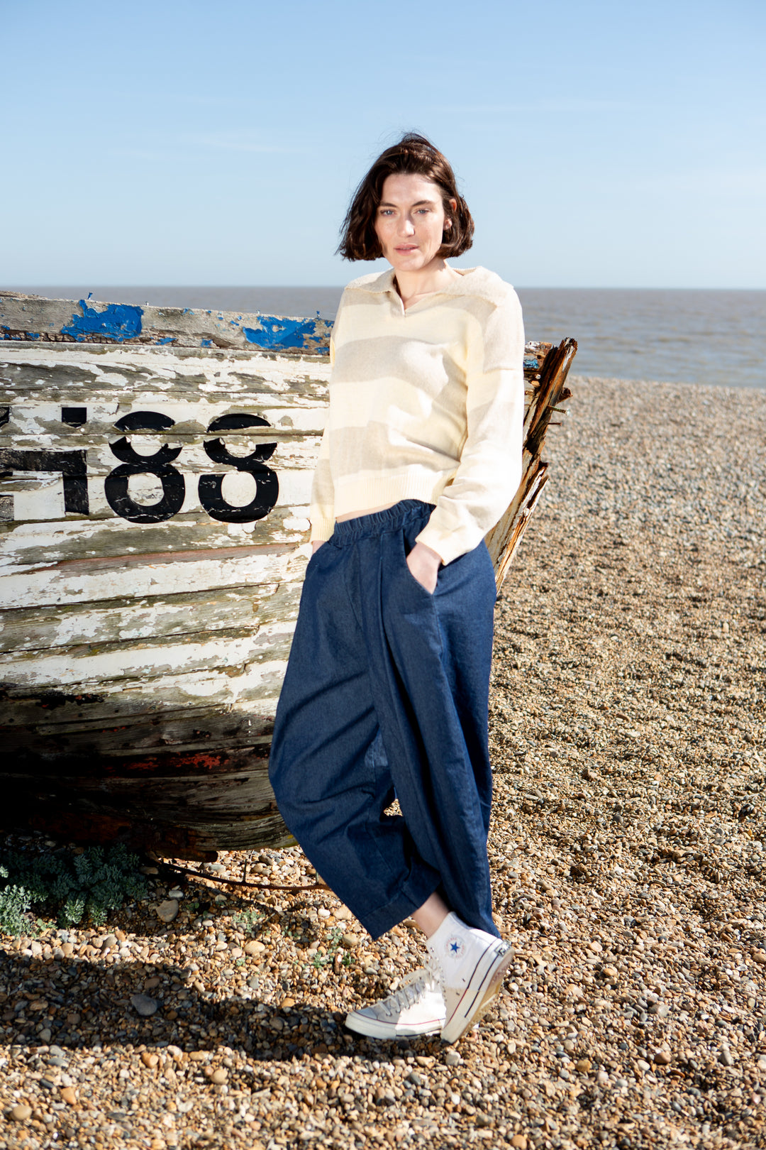 Striped Collar Knitted Jumper