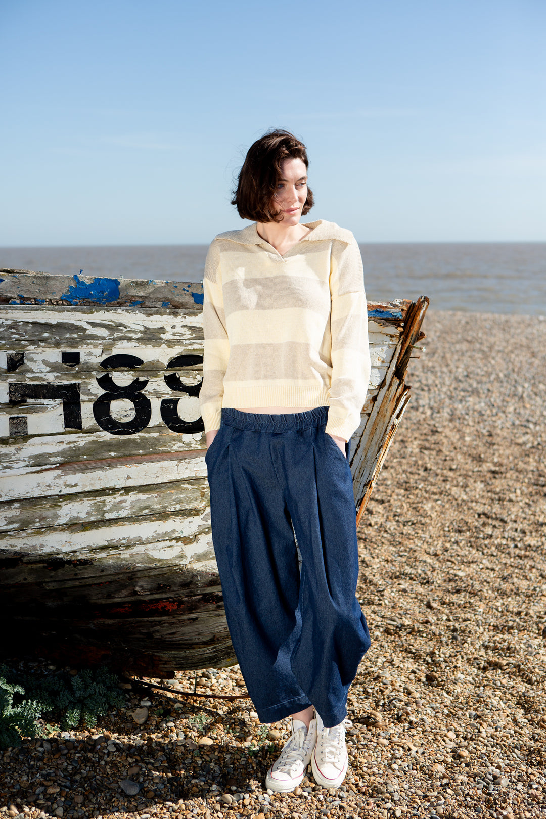 Striped Collar Knitted Jumper