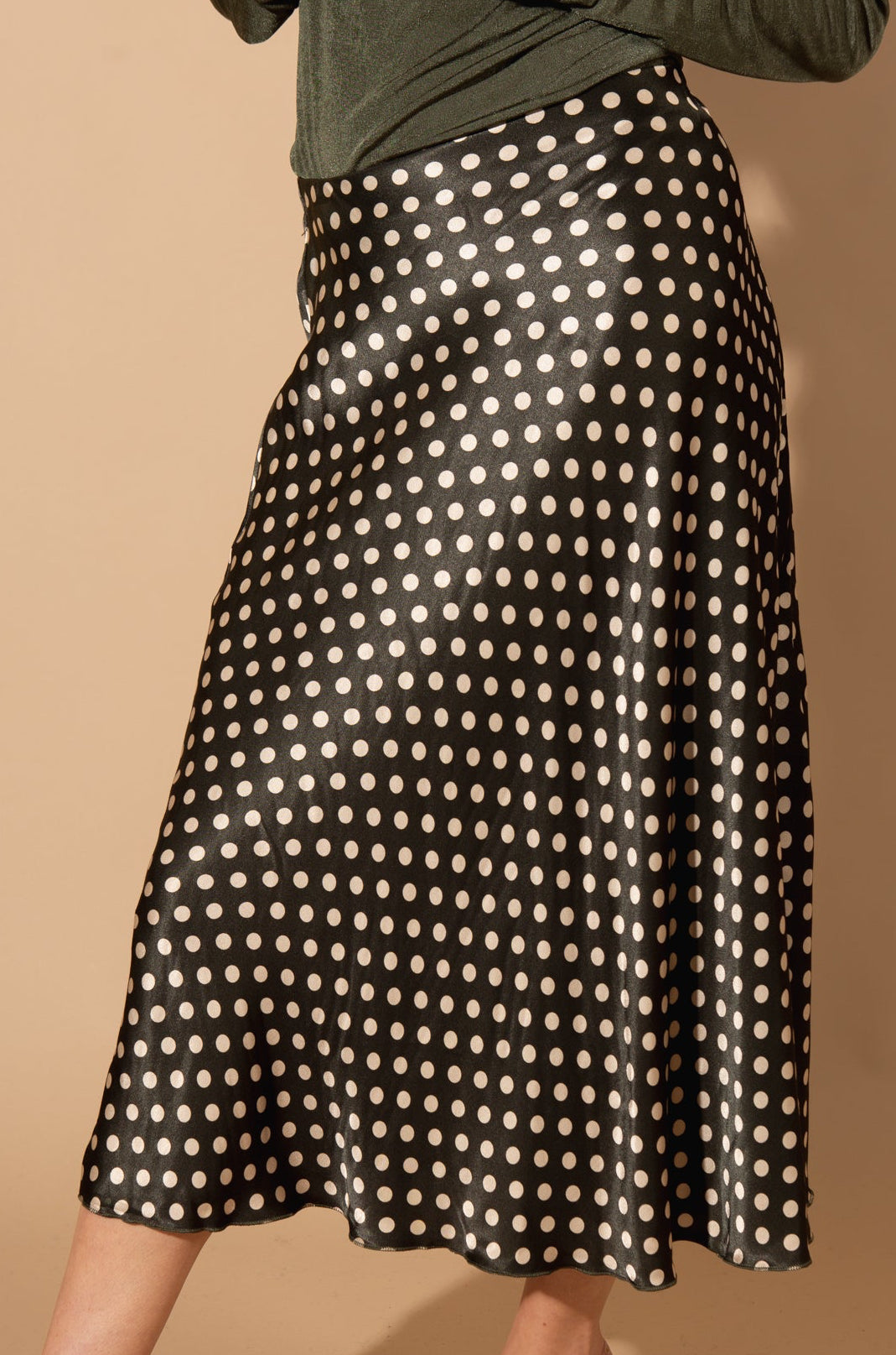 Polka Dot Satin Skirt