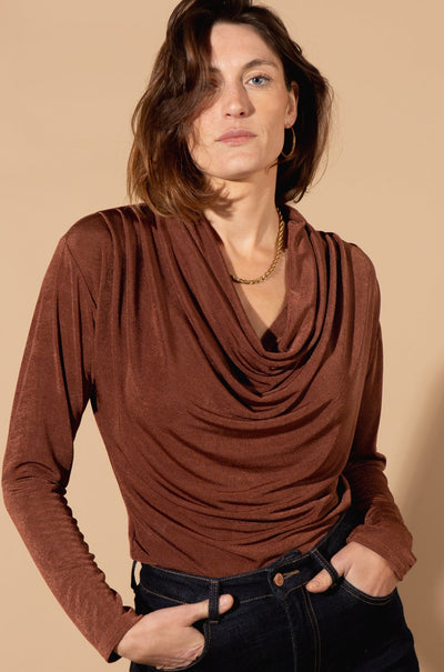 Shimmer Cowl Neck Top