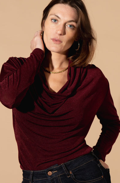 Shimmer Cowl Neck Top