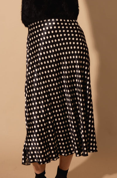 Polka Dot Satin Skirt