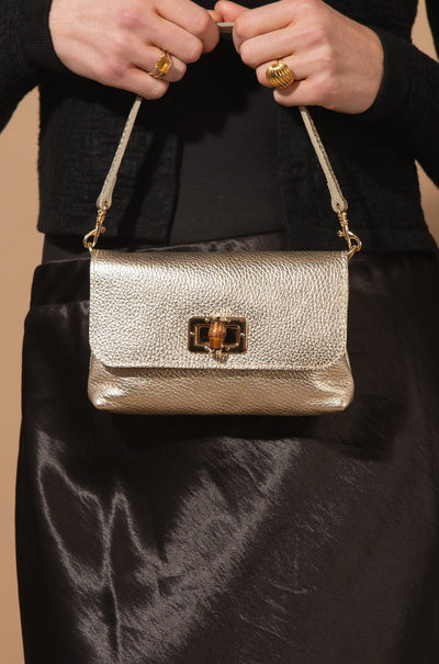 Kos Metallic Leather Handbag