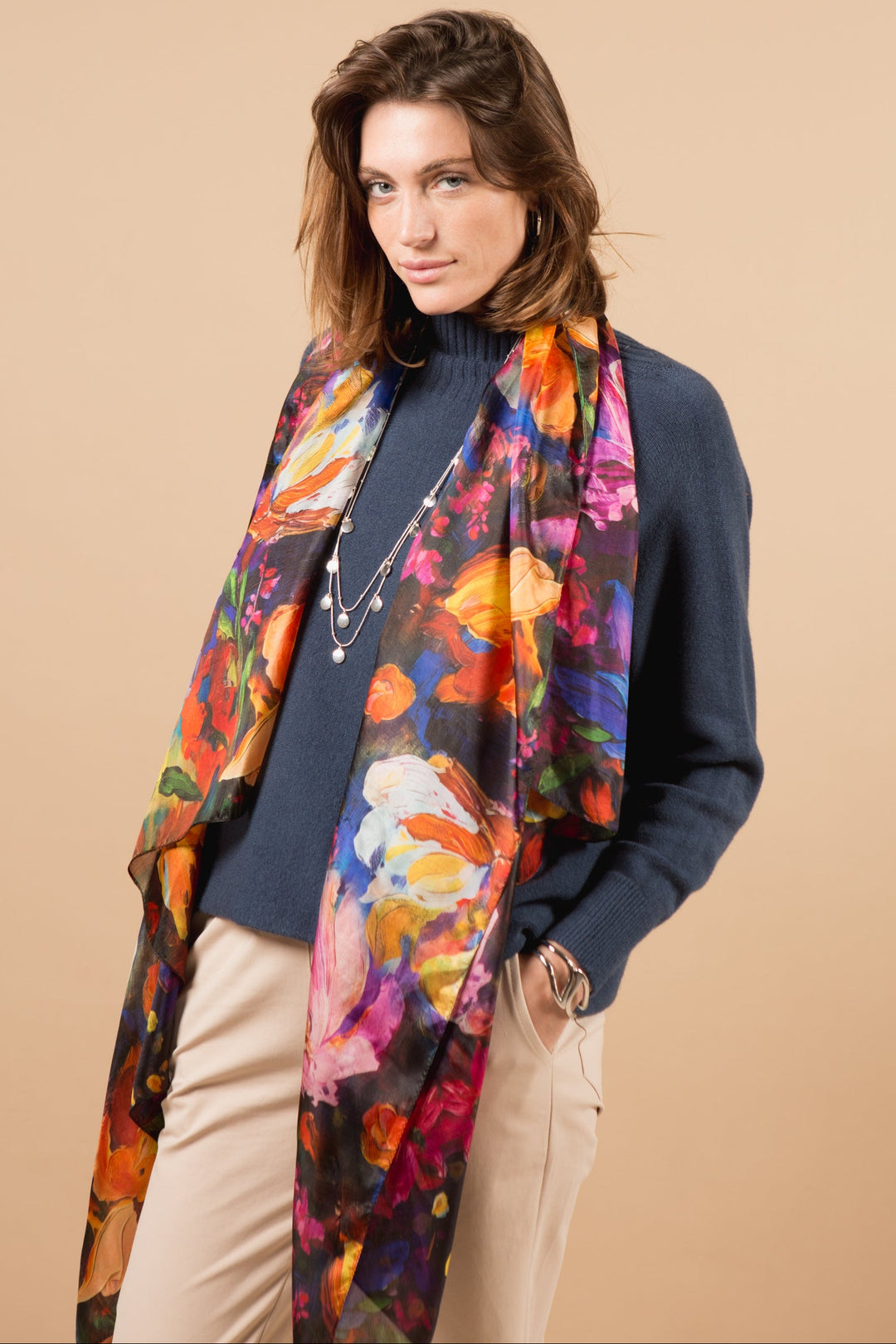 Midnight Garden Silk Scarf