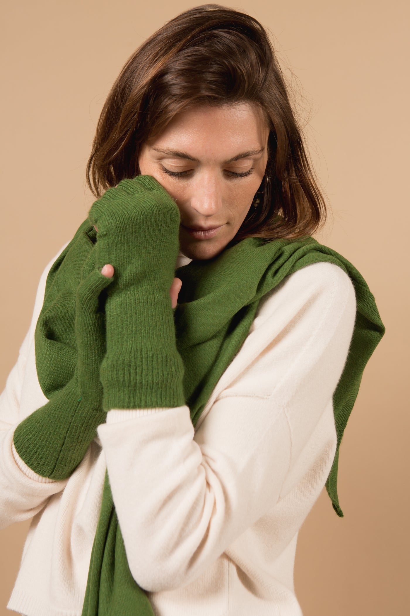 Eliza Cashmere-Mix Fingerless Gloves