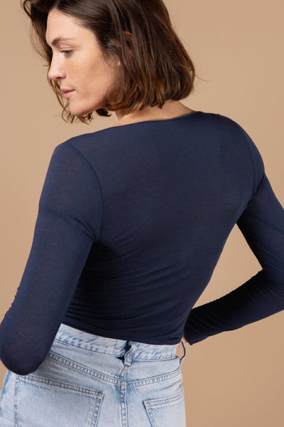 Cashmere-Mix Boat Neck Layering Top