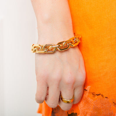 The gold Talia Bracelet which is perfect for making a statement, day or night