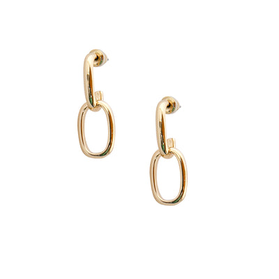 The gold Talia Earrings with a chain link design and a matching bracelet also available to buy