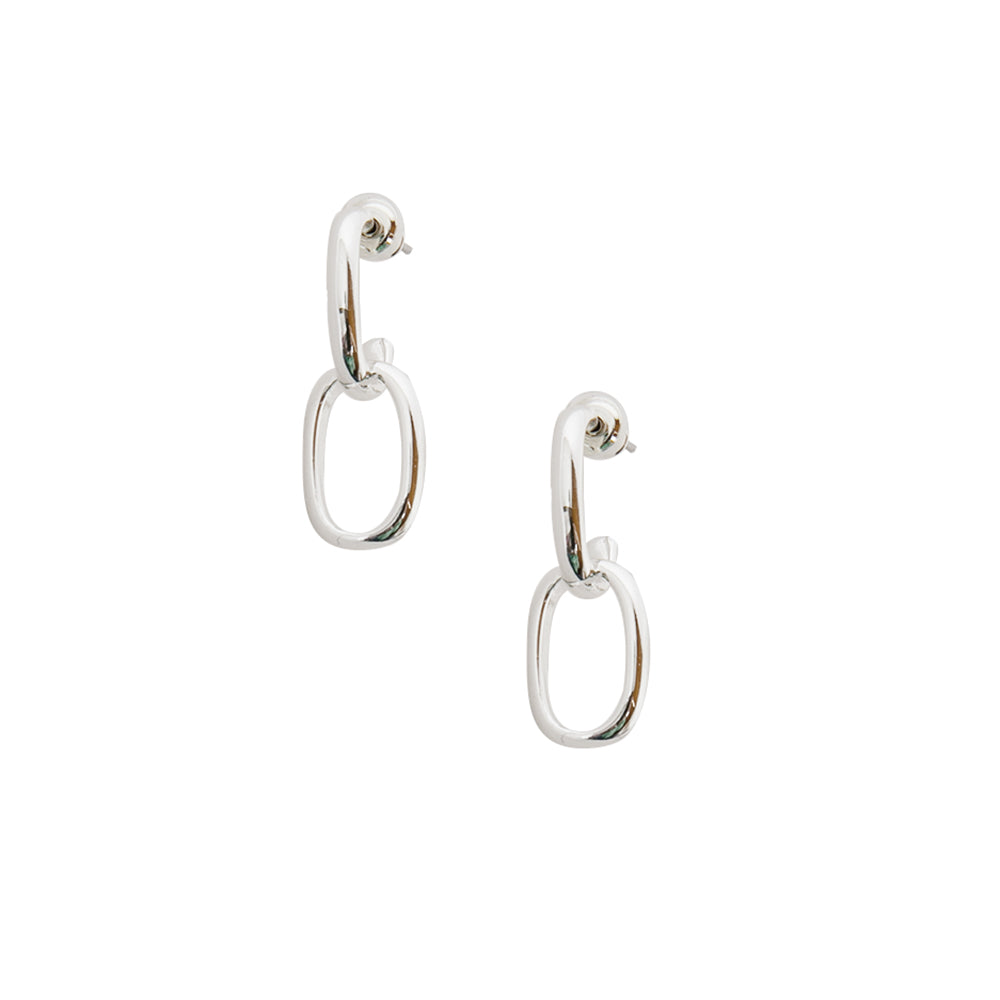The silver Talia Earrings with a chain link design and a matching bracelet also available to buy