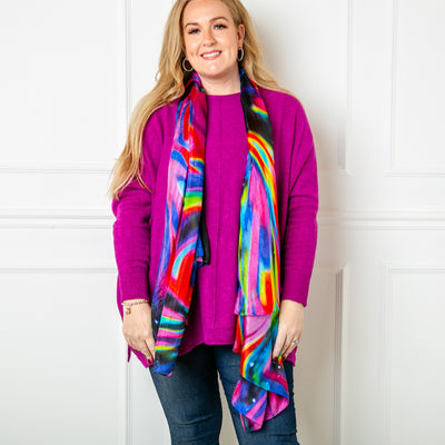 The Thermal Image Silk scarf which can be worn in lots of different ways