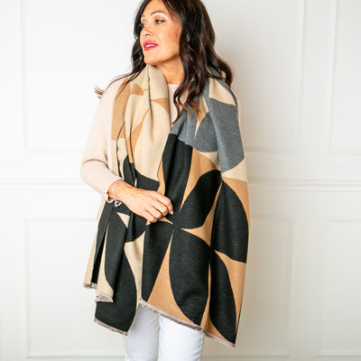 The brown Toronto Scarf featuring a bold geometric print