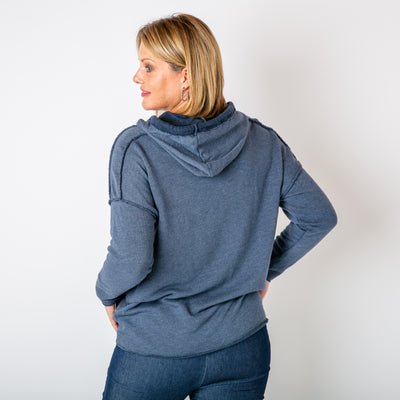 The navy blue Towelling Hoodie made from a super cosy blend of cotton and polyester