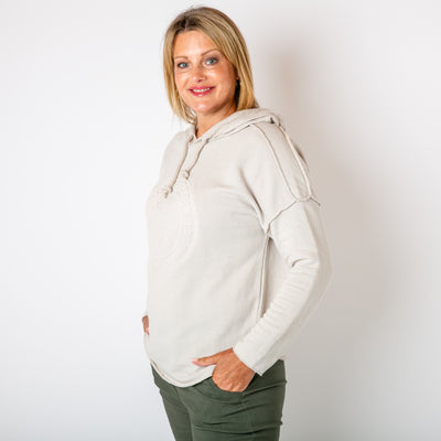 The stone cream Towelling Hoodie made from a super cosy blend of cotton and polyester