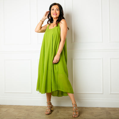 The Green Two Piece Dress which can be worn with the top and dress together as a set or as separate pieces
