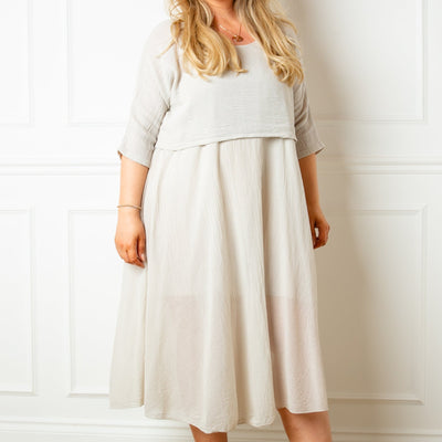 The Stone Cream Two Piece Dress which can be worn with the top and dress together as a set or as separate pieces