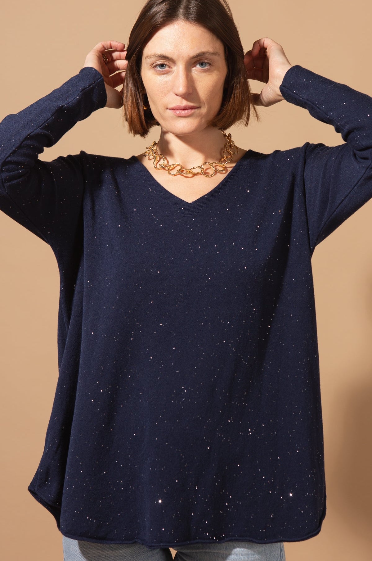 V-Neck Glitter Jumper