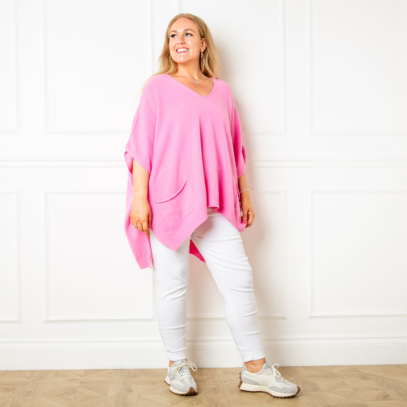 V Neck Pocket Poncho Jumper