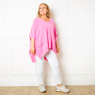 V Neck Pocket Poncho Jumper