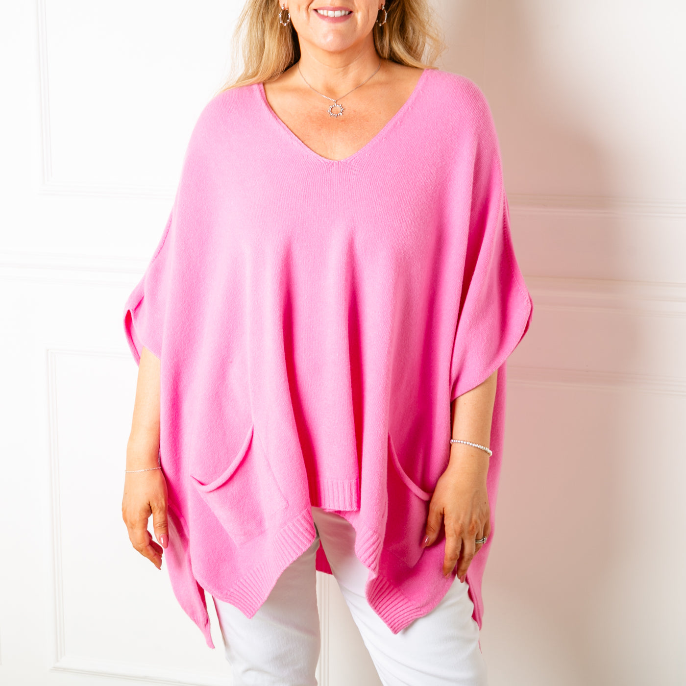 V Neck Pocket Poncho Jumper