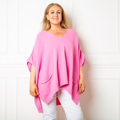 V Neck Pocket Poncho Jumper