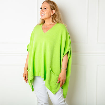 V Neck Pocket Poncho Jumper