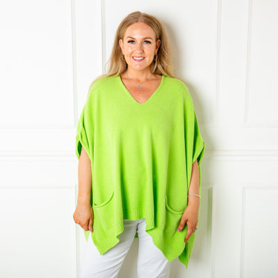 V Neck Pocket Poncho Jumper