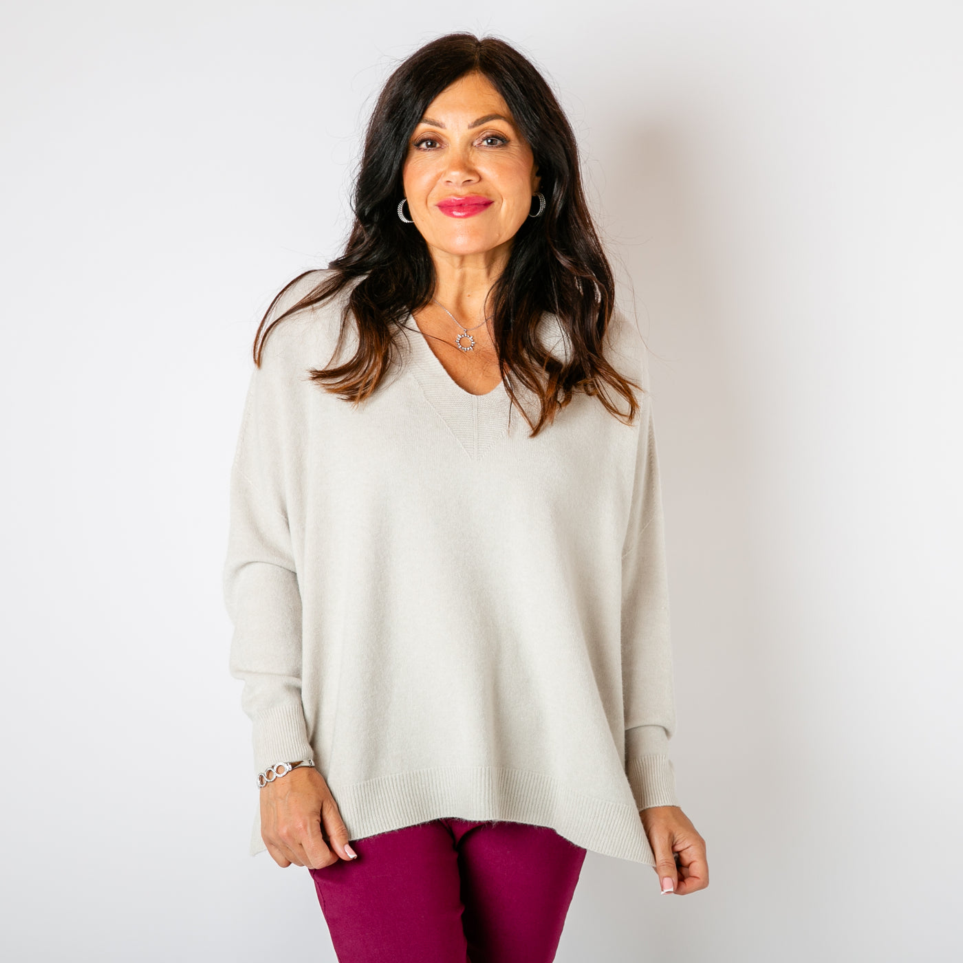 V Neck Split Jumper