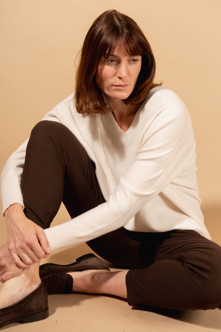 V-Neck Ribbed Hem Jumper
