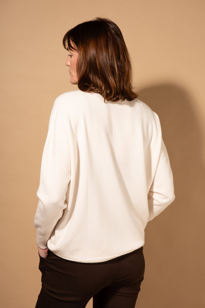V-Neck Ribbed Hem Jumper