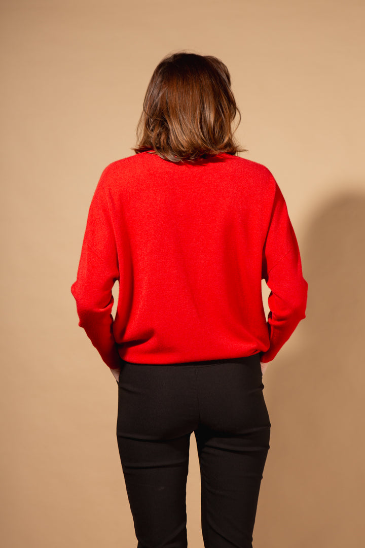 V-Neck Ribbed Hem Jumper