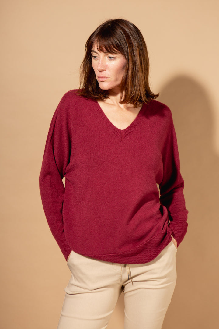 V-Neck Ribbed Hem Jumper