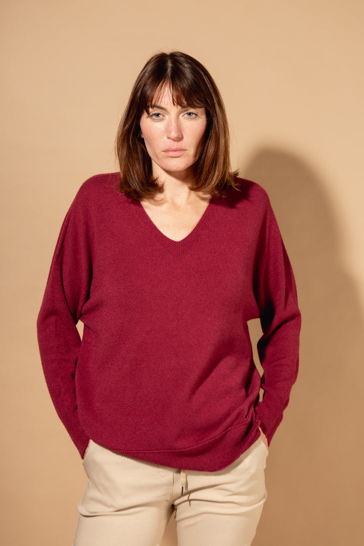 V-Neck Ribbed Hem Jumper