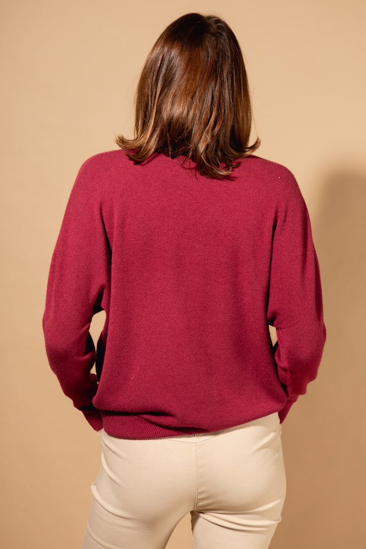 V-Neck Ribbed Hem Jumper