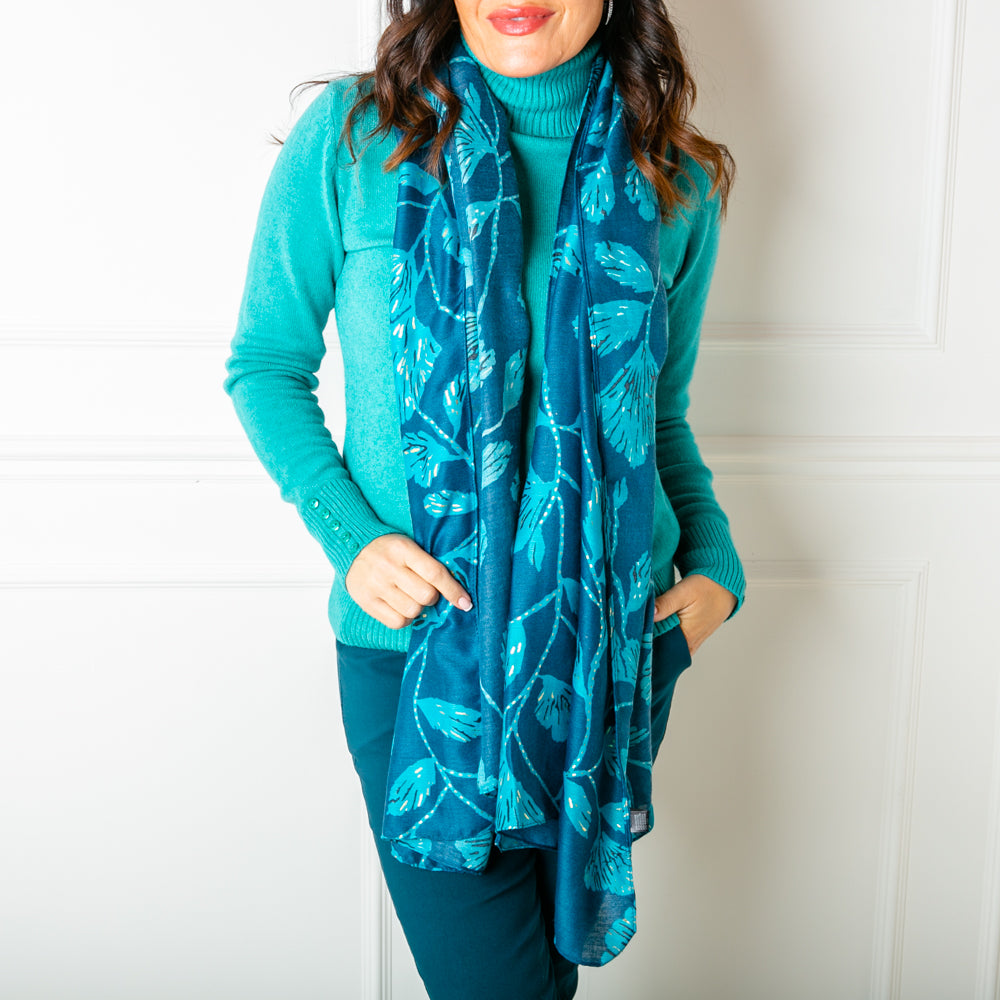 The Vienna Scarf in blue made from a blend of cotton and viscose