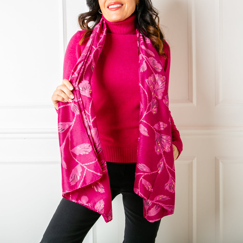 The Vienna Scarf in fuchsia pink made from a blend of cotton and viscose
