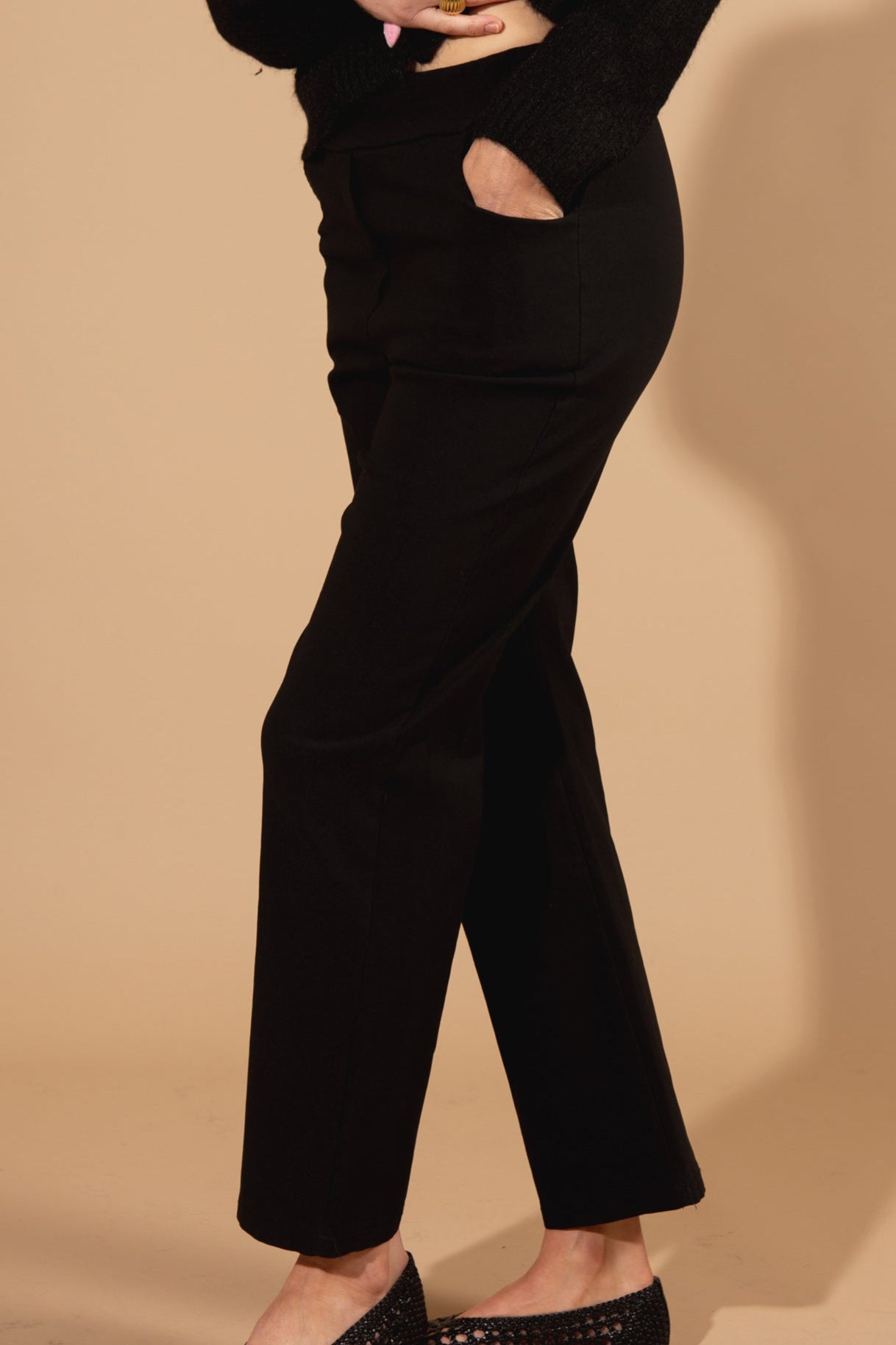 Wide Leg Stretch Trousers