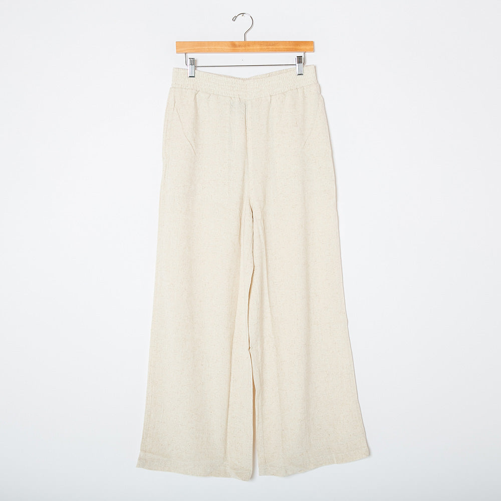 Wide Leg Linen Blend Trousers