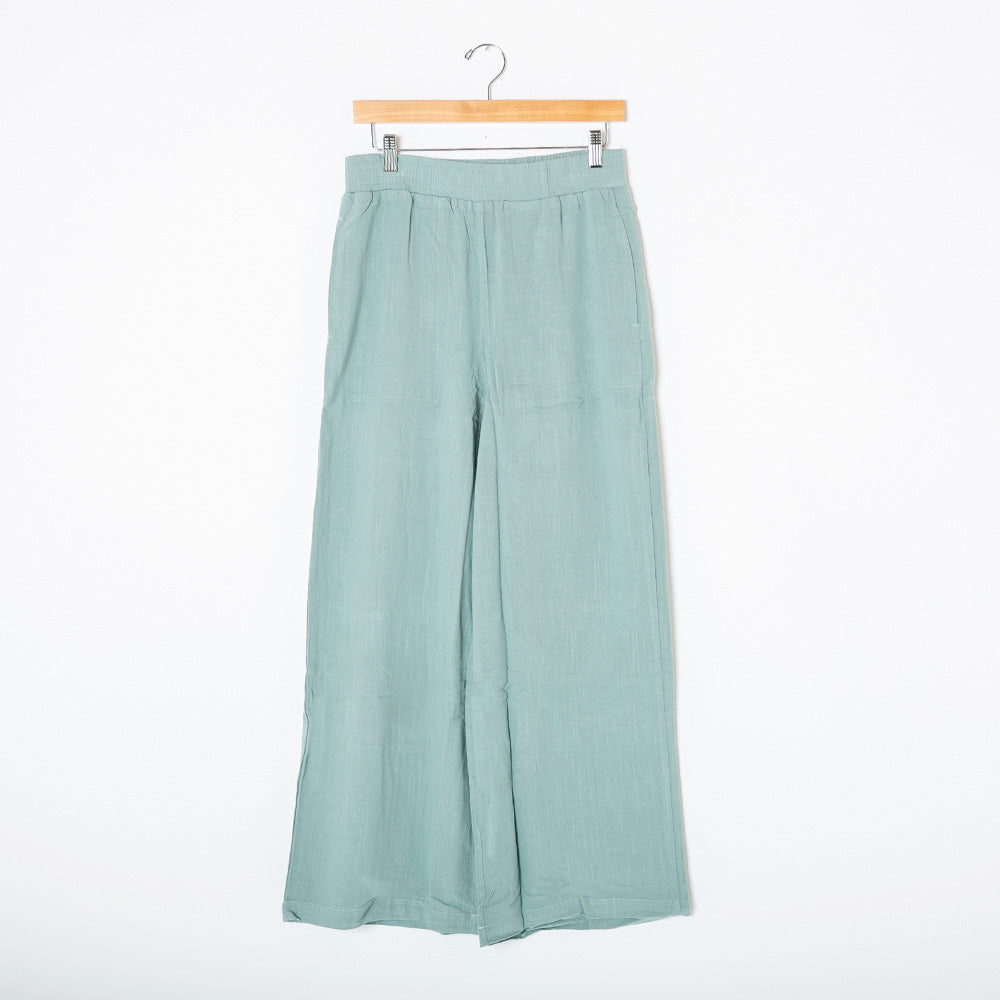 Wide Leg Linen Blend Trousers