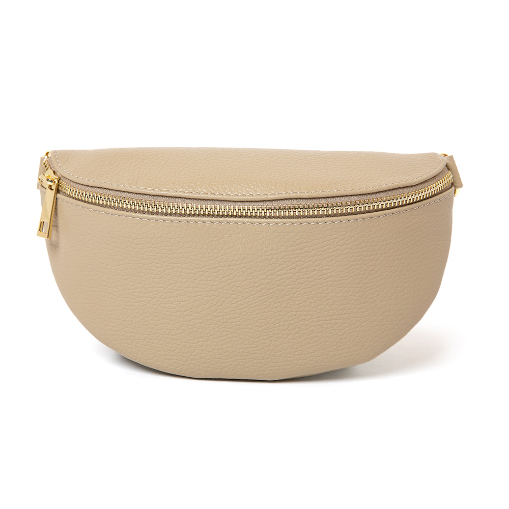 The taupe brown Winchester Leather Handbag which can be worn as a bum bag belt bag