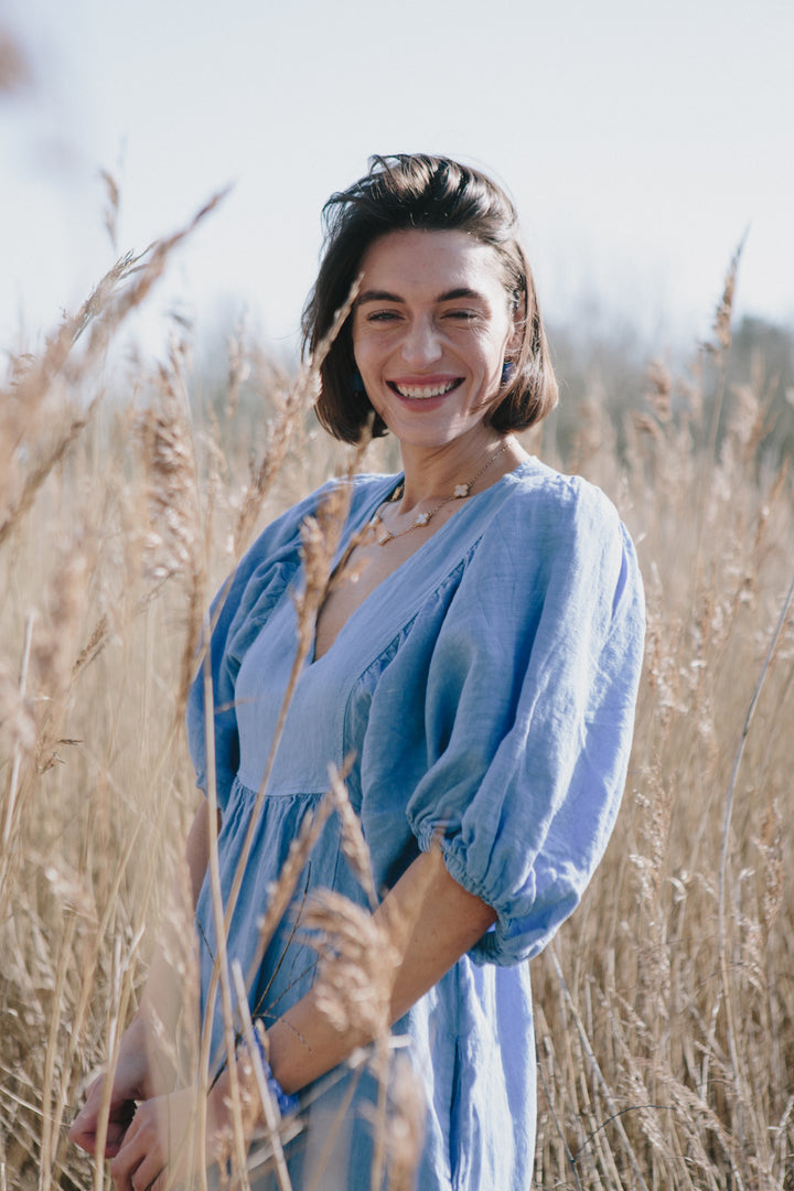 Livie Puff Sleeve Linen Dress