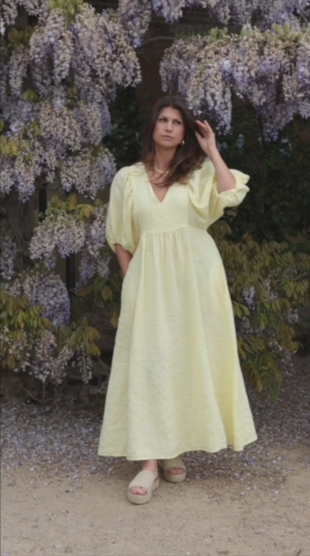 Livie Puff Sleeve Linen Dress