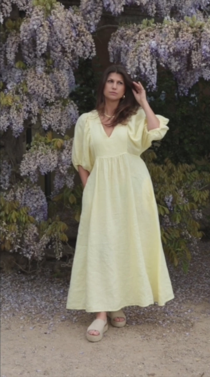 Livie Puff Sleeve Linen Dress