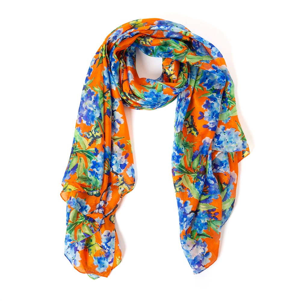 The Forget Me Knot Silk Scarf featuring a beautiful floral pattern