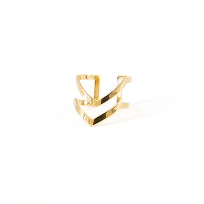 Addison-womens-ring-double-band-arrowhead-triangle-band-detail-gold-adjustable