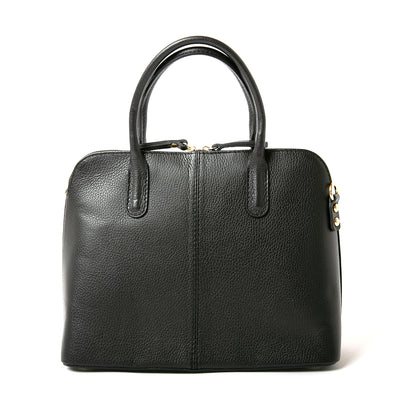 The Angelou Leather Handbag in black made from 100% luxury soft Italian leather with gold metal hardware