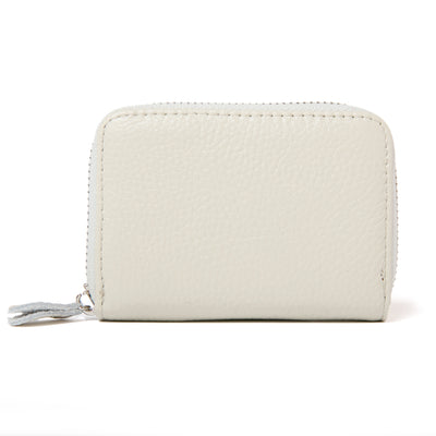 Ava card holder in cream, women's card holder, italian leather wallet, silver zip fastening with leather pull