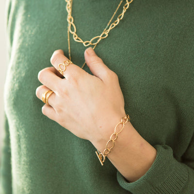 Bailey-Bracelet-Gold-Plated-Abstract-Link-Womens-Bracelet-T-Bar-Fastening-Womens-Jewellery