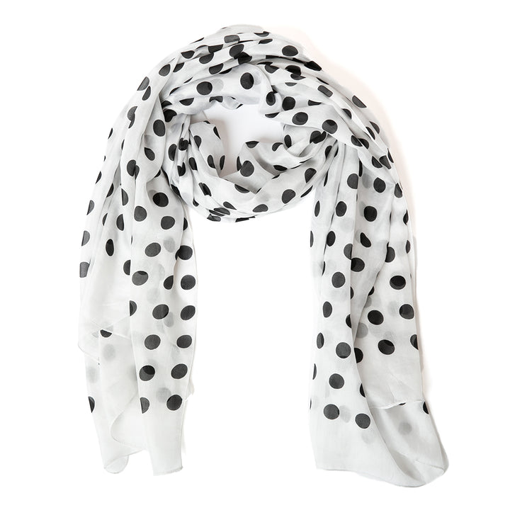 Black and White Polka Dot Silk Scarf