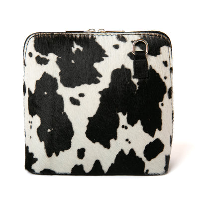 Bronte Animal Print crossbody Cow bag 100% italian leather silver hardware side zip 